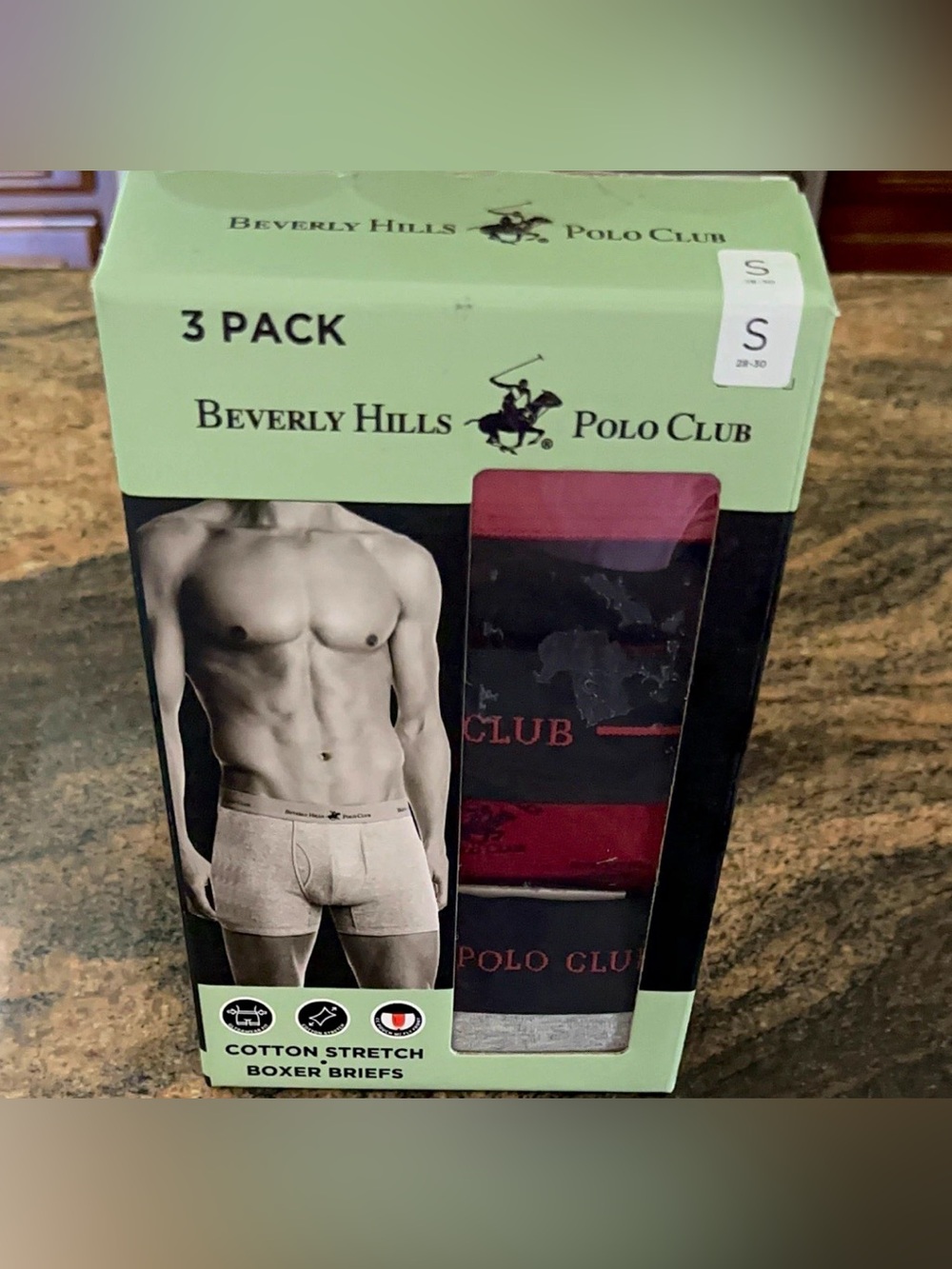 Beverly Hills Polo Club Men’s 3-Pack Cotton Stretch Boxer Briefs - Red & Black
